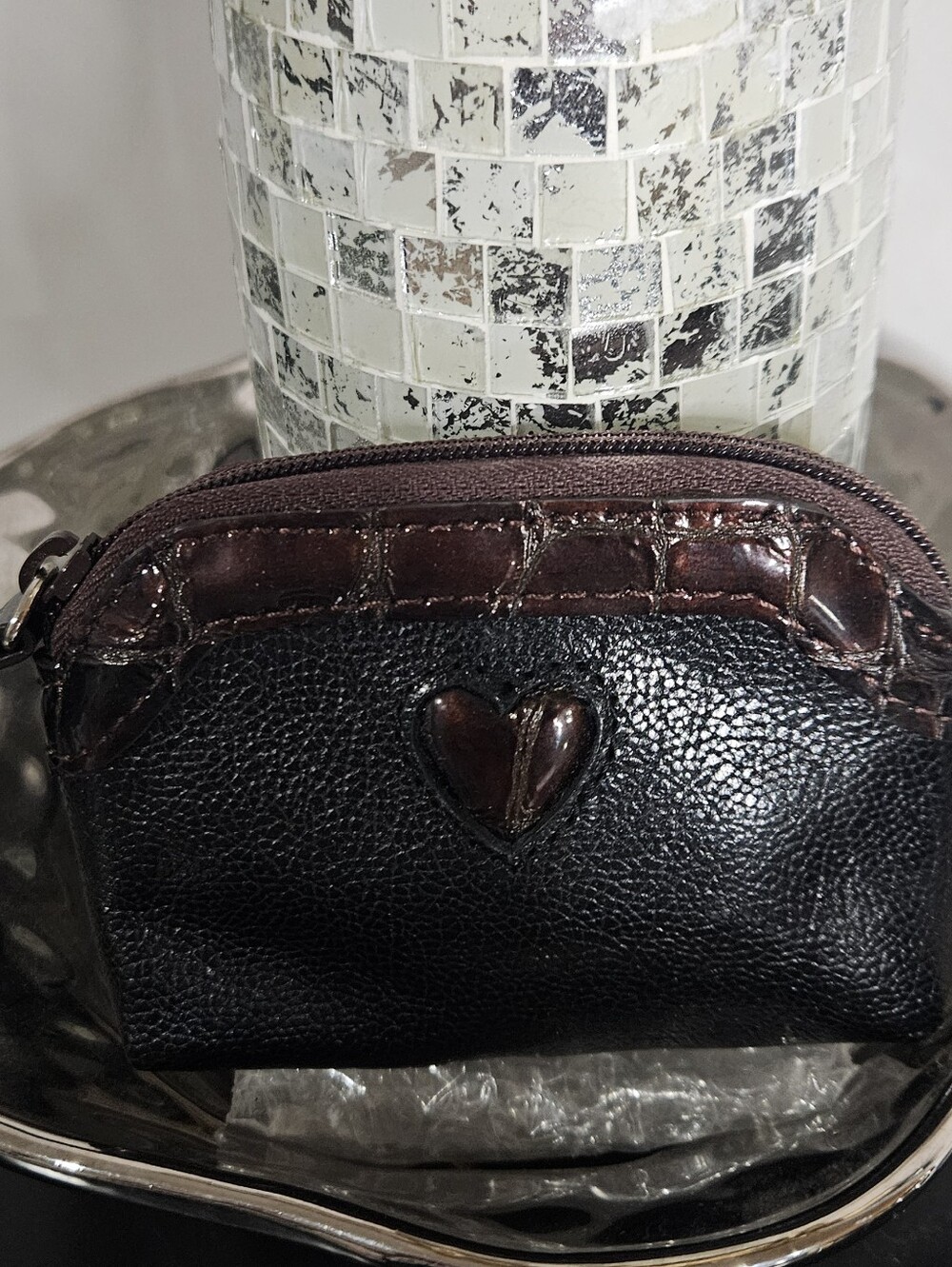 Brighton Chocolate Brown With Animal Print Inside Pouch, Like New! - Picture 3 of 12